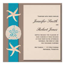 Mariage d'étoiles de mer de bande de Brown et de t Invitations
