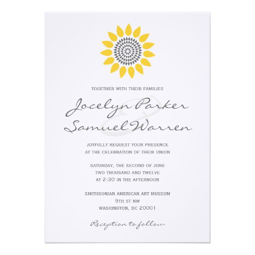 Mariage élégant de tournesol cartons d'invitation