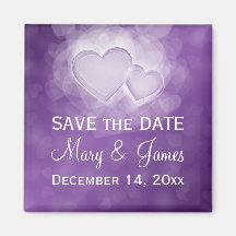 Mariage élégant "économies coeurs modernes Purp de Magnets Pour Réfrigérateur