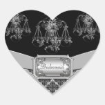 Mariage fleuri d'argent et de lustre de noir autocollants