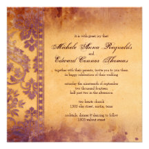 Mariage grunge lilas somptueux de dentelle de dama faire-parts