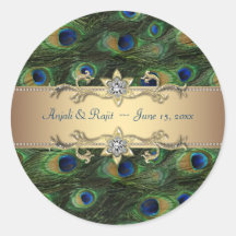 Mariage indien royal vert de paon d'or vert autocollants