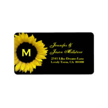 Mariage jaune de tournesol étiquettes d’adresse