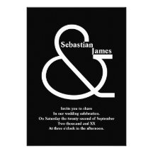 Mariage noir et blanc audacieux cartons d'invitation