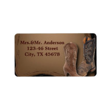 Mariage occidental de bottes de cowboy de pays étiquettes d’adresse