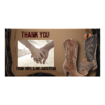 Mariage occidental de bottes de cowboy de pays mer cartes de vœux avec photo