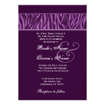 Mariage pourpre de zèbre d'aubergine invitations
