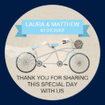 Mariage tandem bleu de toile de bicyclette de Faux autocollants