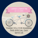 Mariage tandem rose de toile de bicyclette de Faux autocollants