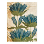 Mariage vintage de fleurs bleues carte postale