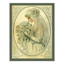 Mariage vintage, portrait nuptiale de jeune mariée invitation personnalisable