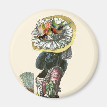 Marie Antionette Black Poodle 18th Century Costume Fridge Magnets