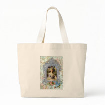 Marie Antoinette and Bluebird Art Print Tote Bags