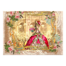 Marie Antoinette at Versailles in Pink Personalized Invitations
