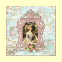 Marie Antoinette Framed in Pink canvas prints