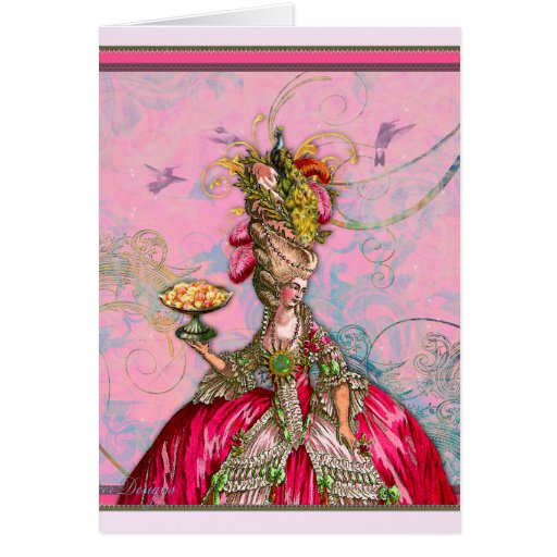 Marie Antoinette Hot Pink & Peacock Greeting Card