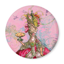 Marie Antoinette Hot Pink & Peacock Refrigerator Magnet