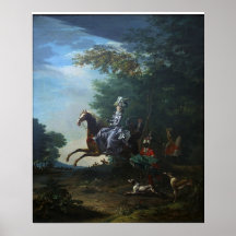 Marie Antoinette Hunting by Louis Auguste Brun Poster