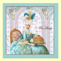 Marie Antoinette in Aqua with Cake invitations