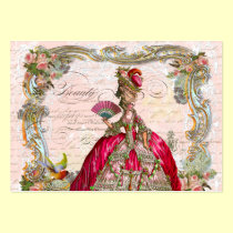 Marie Antoinette in Hot Pink with Pink Roses business cards