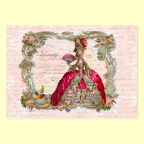 Marie Antoinette in Hot Pink with Pink Roses business cards