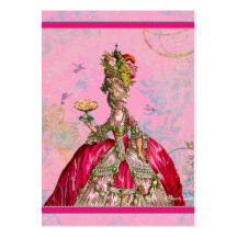 Marie Antoinette in Pink with Peacock Business Card Template