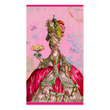 Marie Antoinette in Pink with Peacock Business Card Template