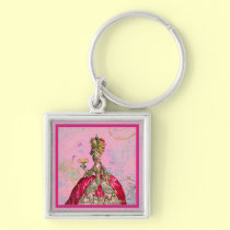 Marie Antoinette Let them eat cake & Peacock keychains