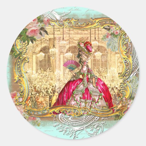 Marie Antoinette Party at Versailles French Style Round Sticker