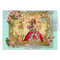 Marie Antoinette Party at Versailles in Aqua Greeting Cards