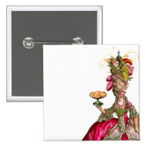 Marie Antoinette peacock and cake Button