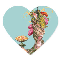 Marie Antoinette peacock and cake Heart Sticker
