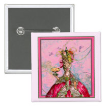Marie Antoinette Peacocks and Cakes buttons