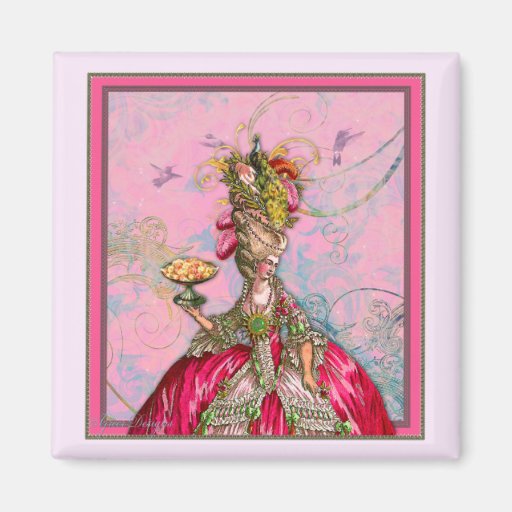 Marie Antoinette Peacocks and Cakes Refrigerator Magnet