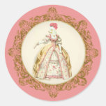 Marie Antoinette Poodle Round Sticker