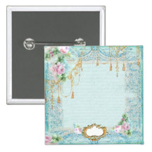 Marie Antoinette Roses and Lace Stationery/Cards Pinback Button