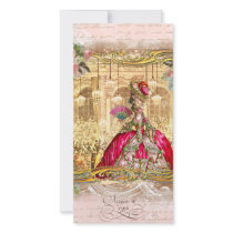 Marie Antoinette Versailles Party Pink Invitations Customized Photo Card