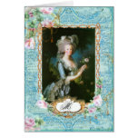 Marie Antoinette with Pink Roses and Lace Card