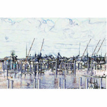 Marina Solarized Invert Boat Photograph Photo Cutout