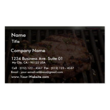 Marinated Steak On Grill Business Card Template