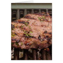Marinated Steak On Grill Greeting Card