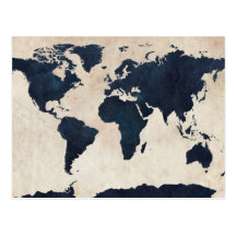 Marine affligée de carte du monde cartes postales
