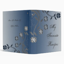 Marine and Silver Swirl Recipe Book 3 Ring Binders