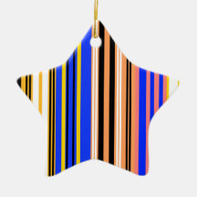 Marine blue yellow and white stripes christmas tree ornaments