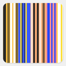 Marine blue yellow and white stripes square sticker