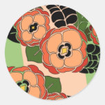 Mariposa in Orange & Green - Round Stickers