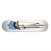 Maritime Sailing Ship, Yacht, Boat on Blue Sea Skate Board Deck