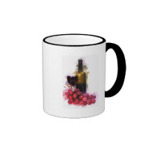Marker Sketch, Wine Glass, Bottle, Grapes Mugs