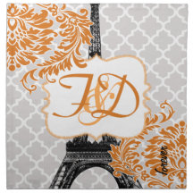 Marocain gris de corail de Tour Eiffel de monogram Serviette En Tissu