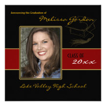 Maroon and Black Graduation Photo Announcement